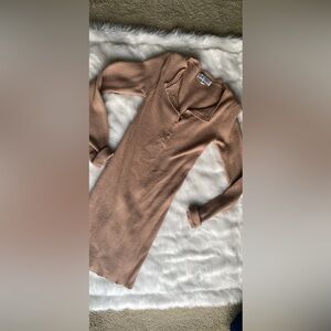 Long Sleeve Knit Dress in Tan